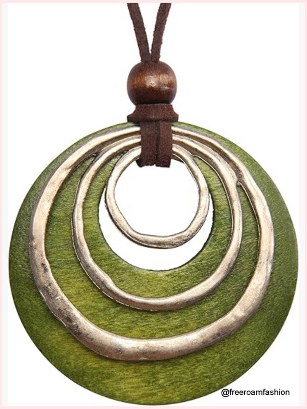 Leather Cord Wood Pendant Necklace Adjustable Choker Vintage Boho Jewelry